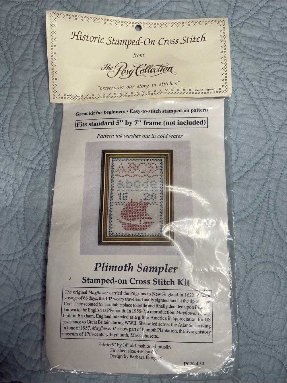 Plimoth Colonial Sampler Stamped-on Cross Stitch Kit - Plymouth Plantation